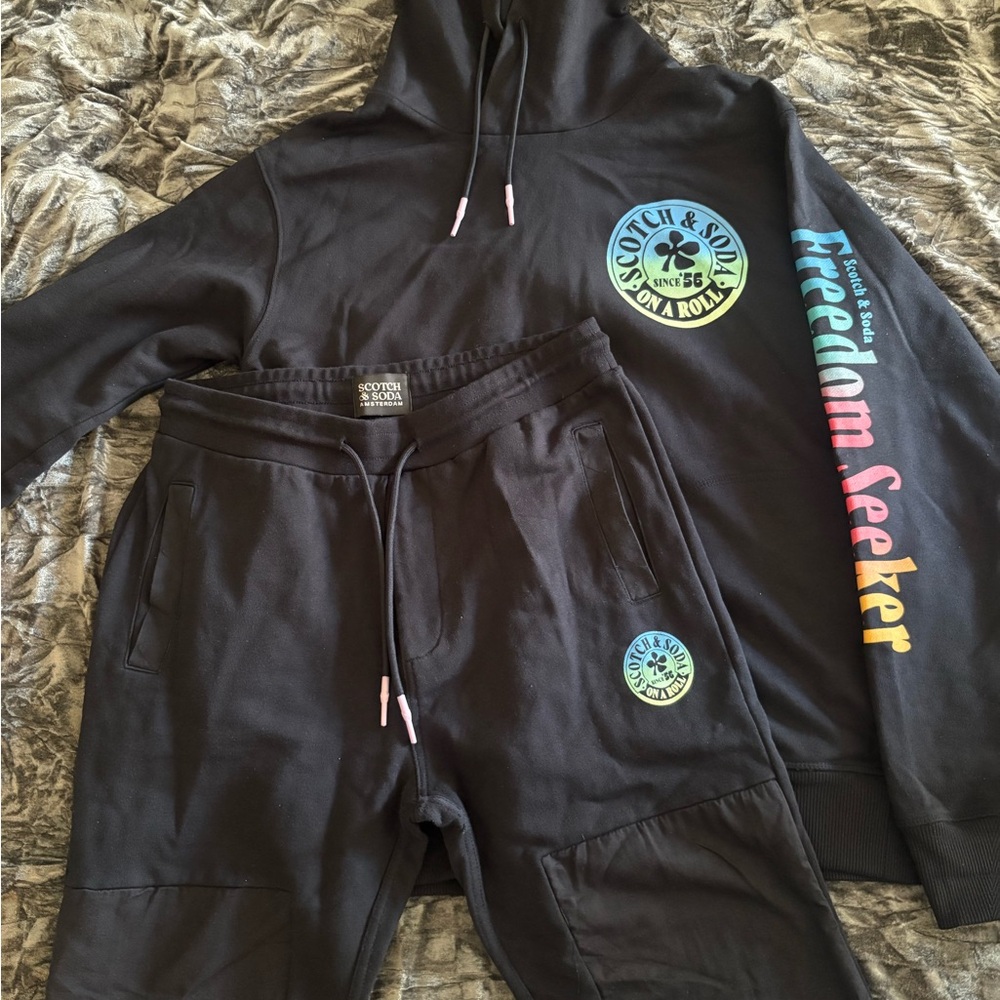 Scotch & Soda Black Joggers with Logo Patch